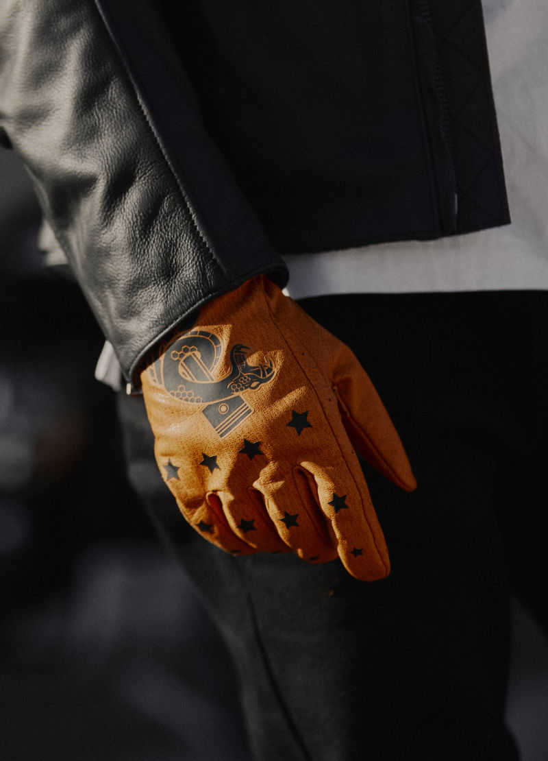 Spark Snake Graphic Leather Yellow Riding Gloves Motorcycle Clothing